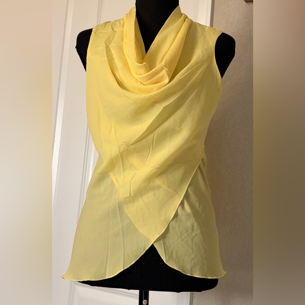 The Limited Yellow Sleeveless Draped Blouse